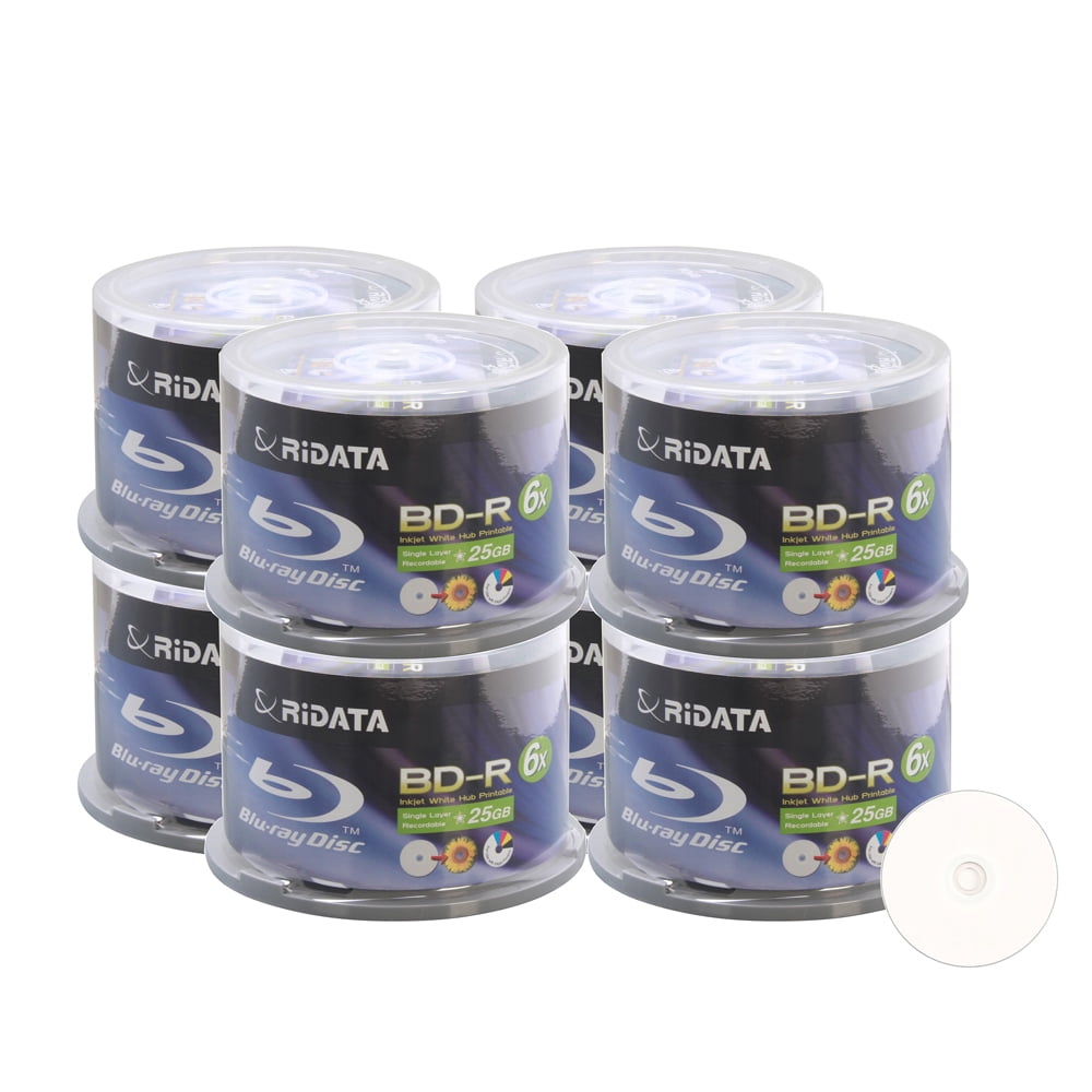 400 Pack Ridata 6X BD-R BDR 25GB Single Layer Blue Blu-ray White Inkjet ...