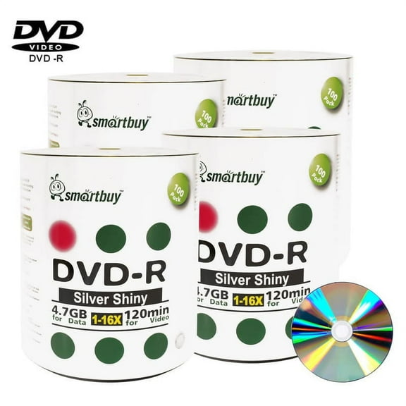 400 Pack Smartbuy 16X DVD-R 4.7GB 120Min Shiny Silver (Non-Printable) Data Blank Media Recordable Disc