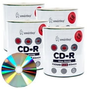 400 Pack Smartbuy 52X CD-R 700MB 80Min Shiny Silver Non-Printable Data Blank Media Recordable Disc