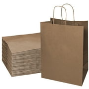 [400 Pack] X-Large Brown Kraft Paper Bags with Handles, Shopping, Gift Bags, Party, Merchandise, Lunch Bags, Grocery Bags, Takeout, Carryout, Reusable - 18 x 7 x 19 inches by EcoQuality