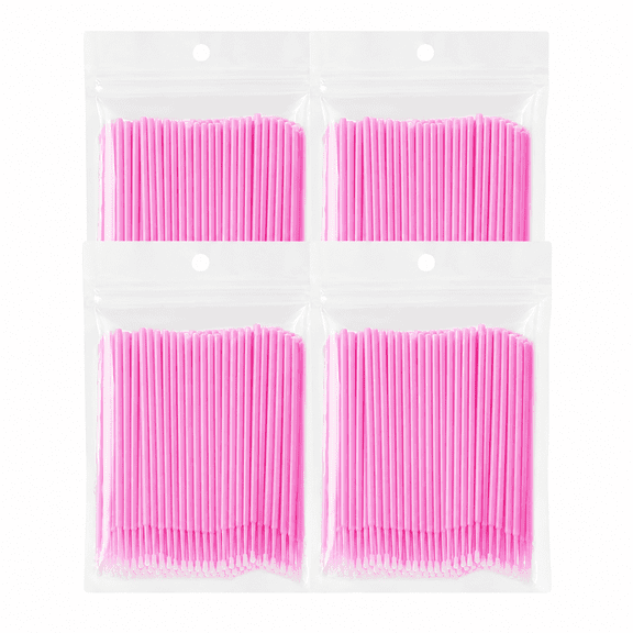 400 Packs Pink Disposable Spoolie Mascara Wands, Micro Brushes for Nail Art Glue Remover