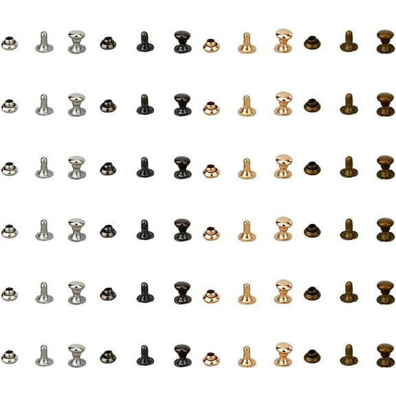 400 Pairs 4 Colors 3mm Leather Rivets Double Cap Rivets Tubular Metal Studs Bags Shoes Belts Small Decoration Collision Rivets