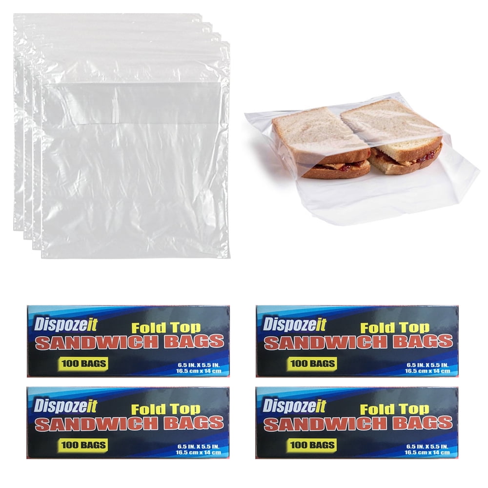 200 Ct Fold Top Sandwich Bags Poly Baggies Lunch Snacks School Food St —  AllTopBargains