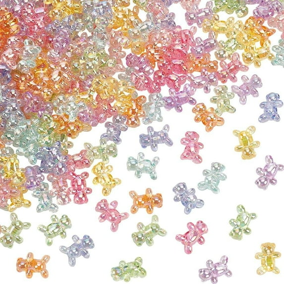 400 Pcs 8 Colors Transparent Acrylic Beads 0.63x0.51x0.33 Inch Bear Spacer Beads 0.08 Inch Hole Cute Teddy Bear Beads for Women Jewelry Making DIY Accessories DIY