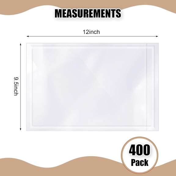 400 Pcs 9.5 x 12 in Clear Packing Slip Pouches