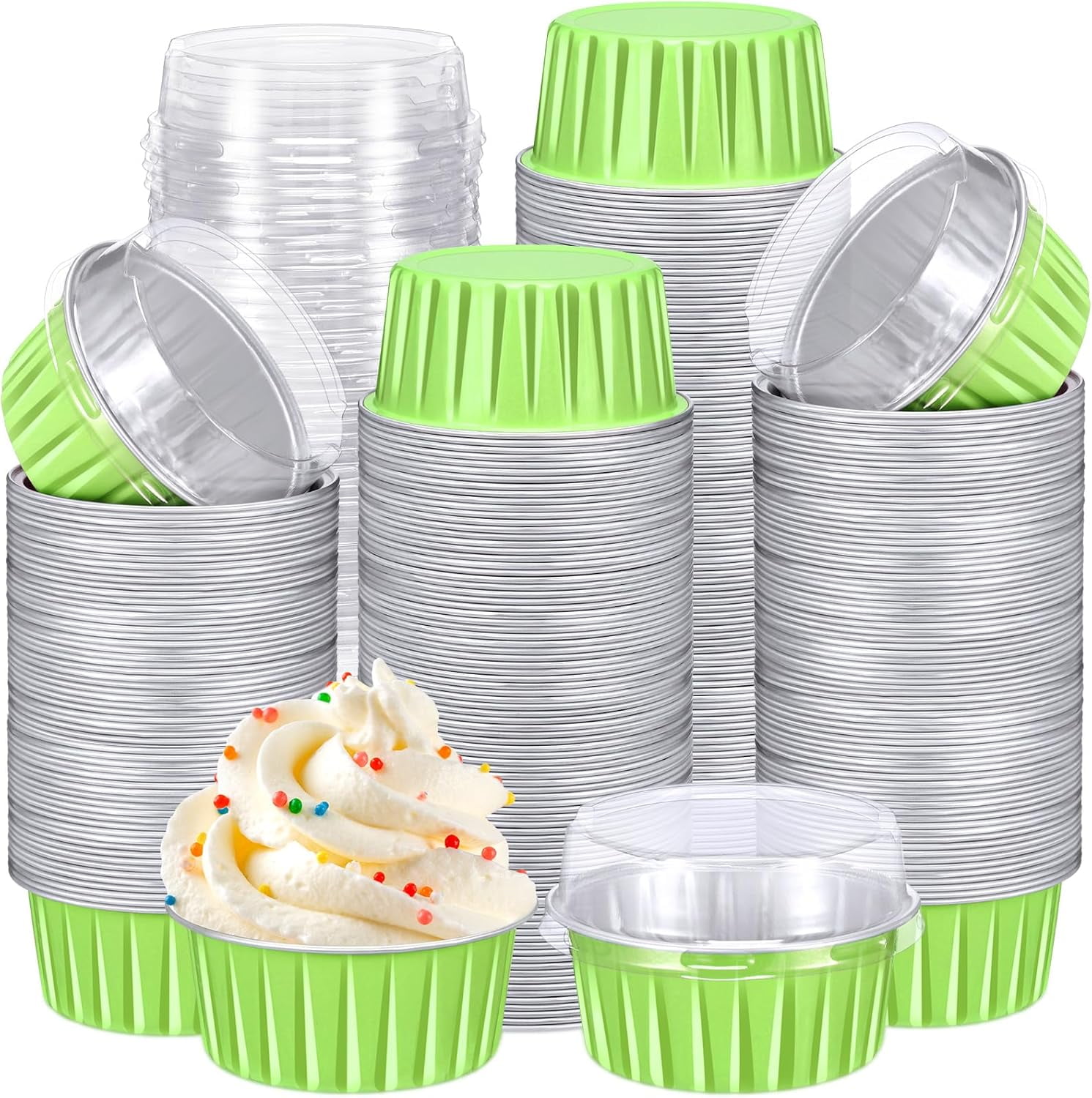 400 Pcs Aluminum Foil Baking Cups with Lids oz Disposable