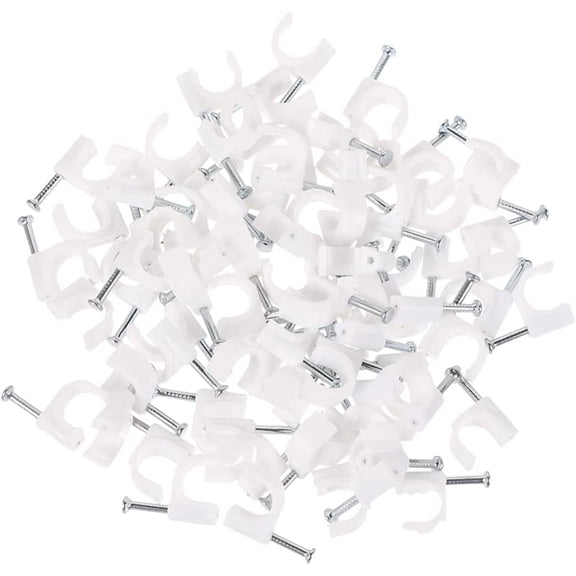 400 Pcs Cable Clips White Wire Clips with Steel Nails Ethernet Cable Nails Tacks Clips Cord Organizer Wire Wall Holder for Telephone Cable TV Wire 4mm 6mm 8mm 10mm White