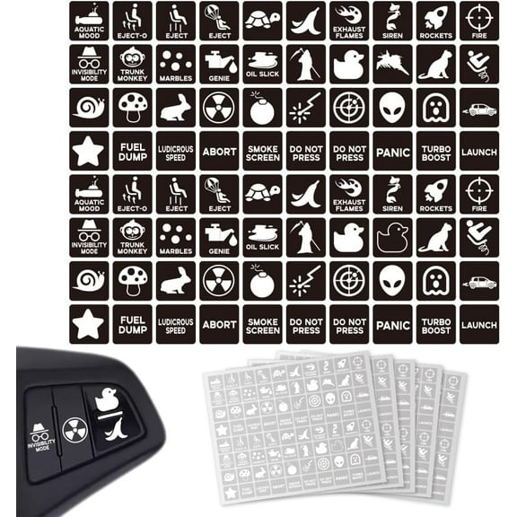 400 Pcs Car Switch Panel Stickers 80 Designs Auto Switch ID Label Decals Fun Car Button Icon Black Dash Board Label Decals