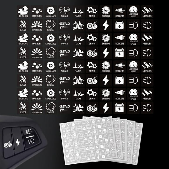 400 Pcs Car Switch Panel Stickers White Auto Switch ID Label Decals Dash Board Switch Label Decals