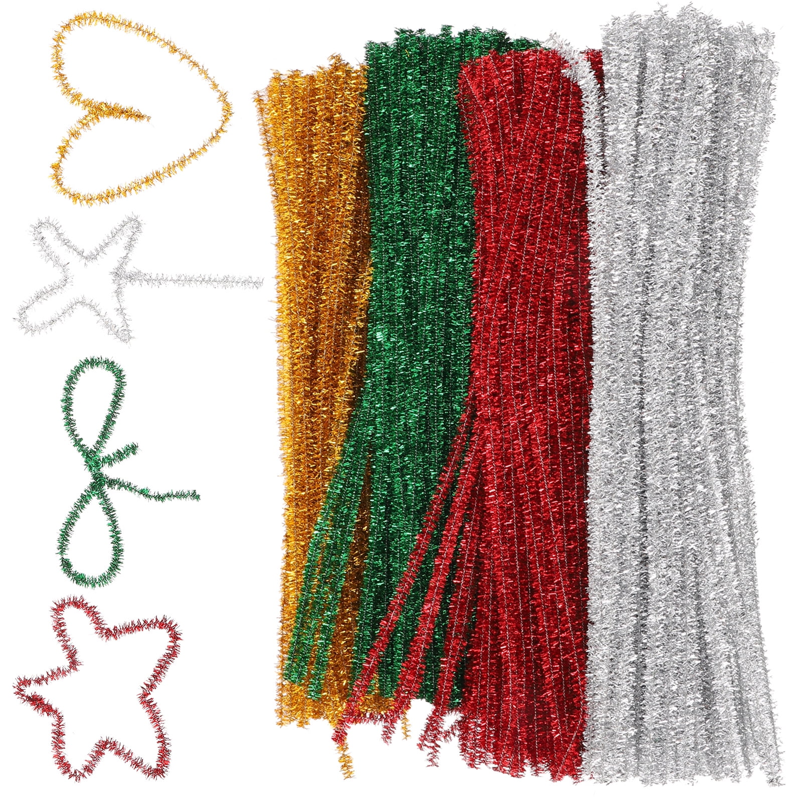400 Pcs Chenille Pipe Cleaners for Crafts and Projects, Glitter Stems for Christmas Decorations, Art Supplies for Kids and Adults