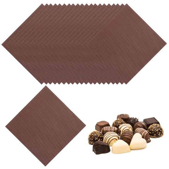 400 Pcs Foil Candy Wrappers, 3.1 x 3.1 Inch Chocolate Wrappers Square Candy Wrapping Papers for Food, Brown