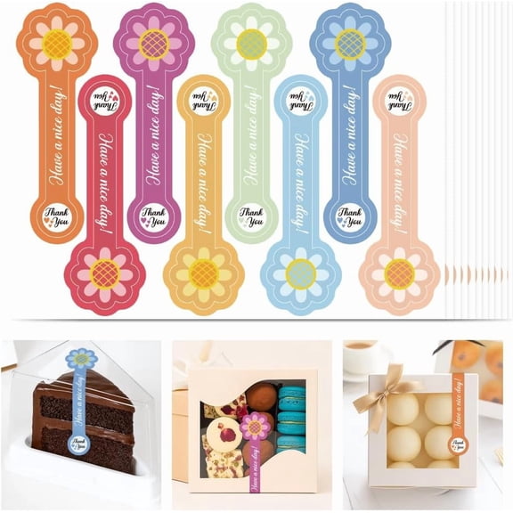 400 Pcs Food Baking Seal Stickers 3.9 Inch Long Label Sunflower Packaging Lollipop Sealing Labels Self Adhesive Bakery Stickers