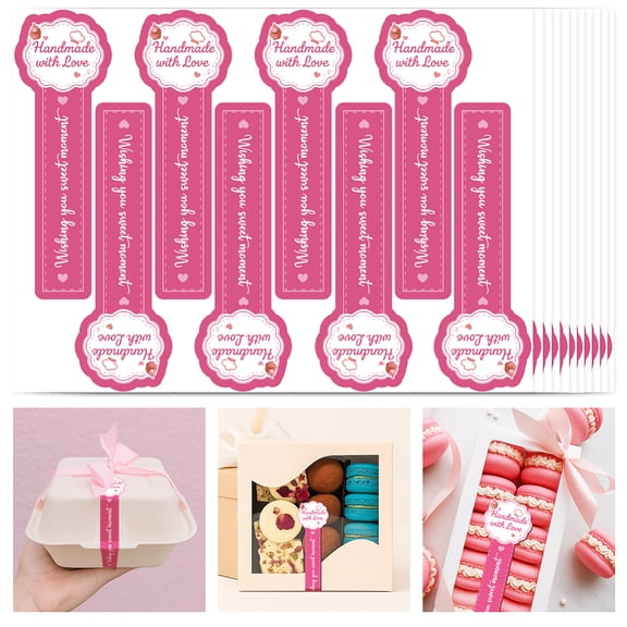 400 Pcs Food Baking Seal Stickers Handmade with Love Packaging Lollipop Sealing Labels Self Adhesive Bakery Stickers DIY