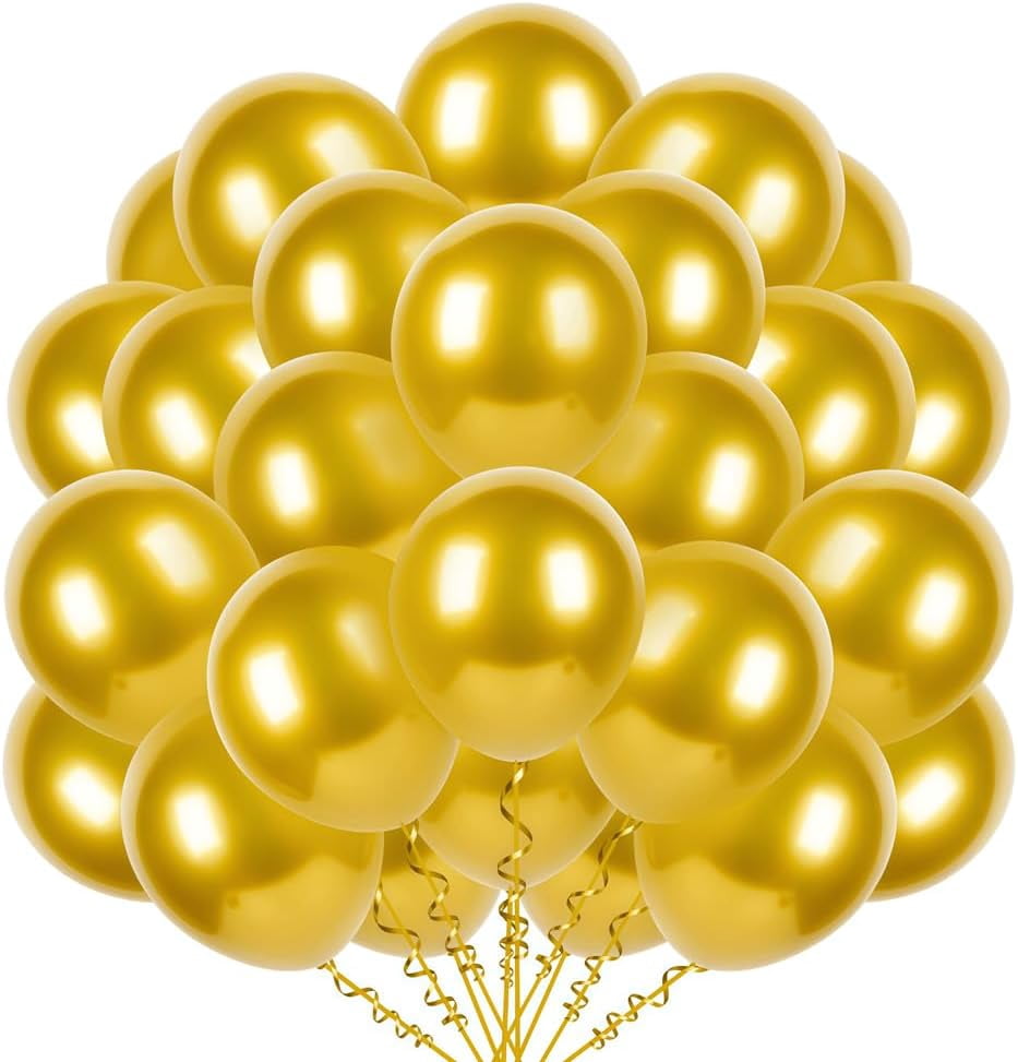 400 Pcs Gold Balloons 12 Inch Metallic Chrome Shiny Bulk Latex Balloon for Birthdays Weddings Party Decorations