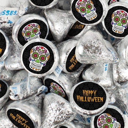 340 pcs Halloween Party Candy Chocolate Hershey's Kisses by Just Candy (3.4lb) - Sugar Skulls