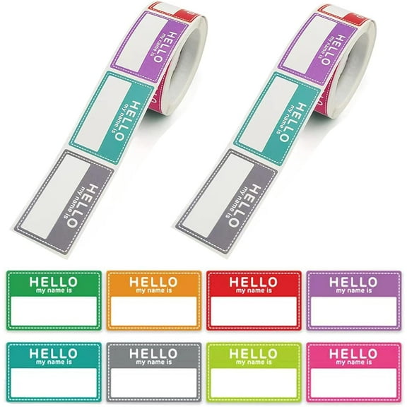 400 Pcs Hello My Name is Stickers 1.57"x0.98" Each Name Tags Stickers 8 Colors for Themed Party Office, Meeting, School, Teachers and Mailing (Mini)