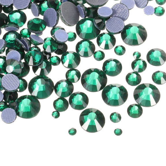 400 Pcs Hotfix Rhinestones Flatback Crystal Glass Gems with Clear Bag Nail Art Kit for Crafts Clothes DIY Decoration 5 Sizes (SS6-SS20 Set, Dark Green)