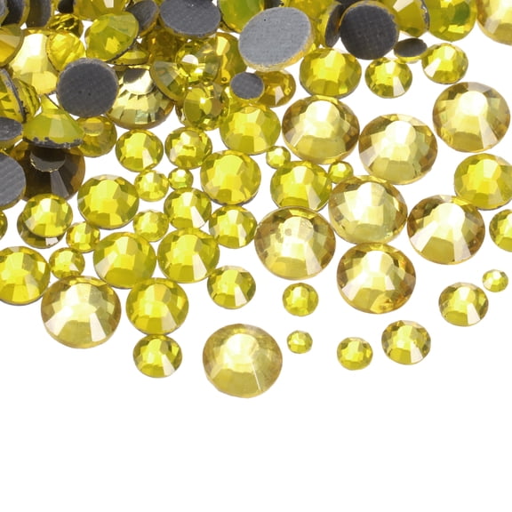 400 Pcs Hotfix Rhinestones Flatback Crystal Glass Gems with Clear Bag Nail Art Kit for Crafts Clothes DIY Decoration 5 Sizes (SS6-SS20 Set, Lemon Yellow)