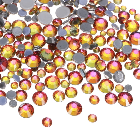 400 Pcs Hotfix Rhinestones Flatback Crystal Glass Gems with Clear Bag Nail Art Kit for Crafts Clothes DIY Decoration 5 Sizes (SS6-SS20 Set, Red Flame)