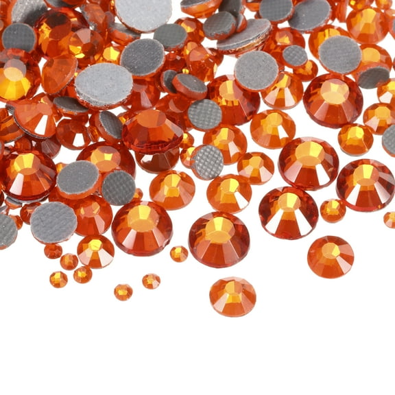 400 Pcs Hotfix Rhinestones Flatback Crystal Glass Gems with Clear Bag Nail Art Kit for Crafts Clothes DIY Decoration 5 Sizes (SS6-SS20 Set, Orange)