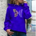 thumbnail image 1 of 2024 Hot Women's Sweatshirts Clearance Sale Women's Printed Pattern Long-Sleeved Round Neck Pullover Hooded Sweatshirt Girlfriend Gifts, Blue XL, 1 of 6