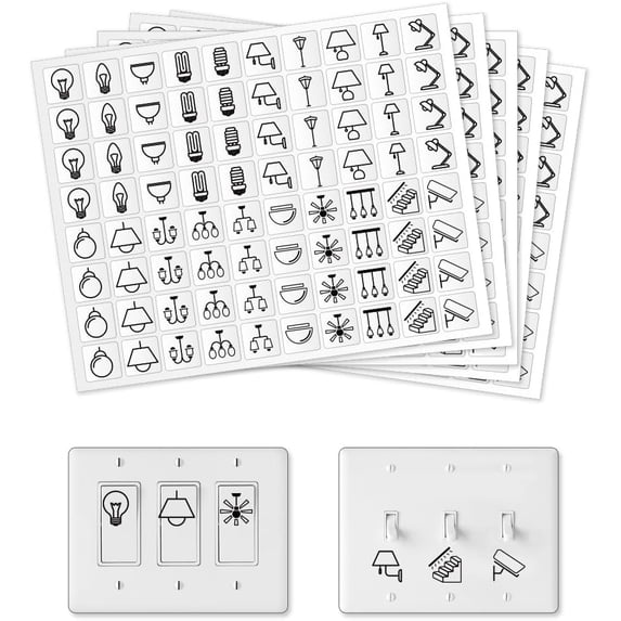 400 Pcs Light Switch Sticker Labels 20 Designs Black Switchboard Label ...