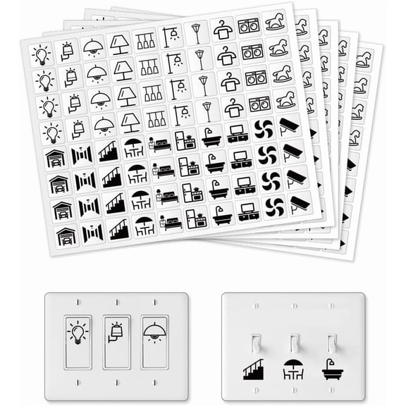 400 Pcs Light Switch Sticker Labels 20 Designs Transparent Switch ID Sticker Black Switchboard Label Decals DIY