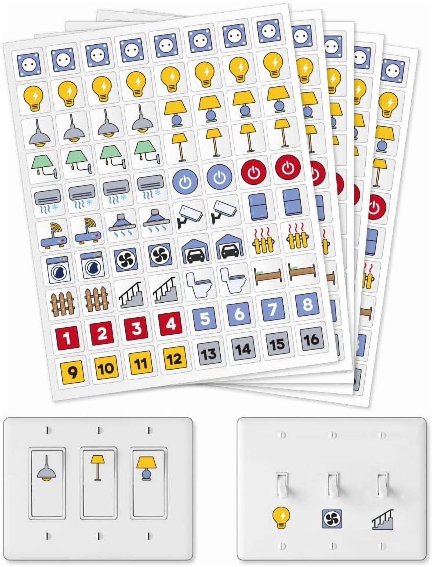 400 Pcs Light Switch Sticker Labels 22 Designs Multi-Coloured ...