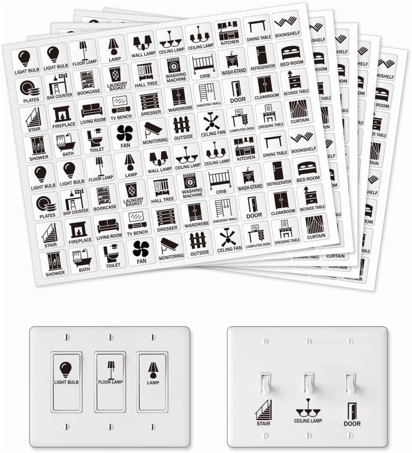 400 Pcs Light Switch Sticker Labels 39 Designs Transparent Switch ID ...