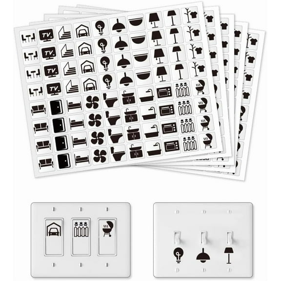 400 Pcs Light Switch Sticker Labels Transparent Switch ID Stickers Black PVC Self-Adhesive Stickers Switchboard Label Decals