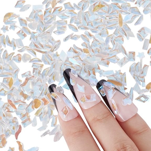 400 Pcs Nail Rhinestones Aquamarine Glass Nail Gems Flatback Nail Crystals Nail Art Decoration