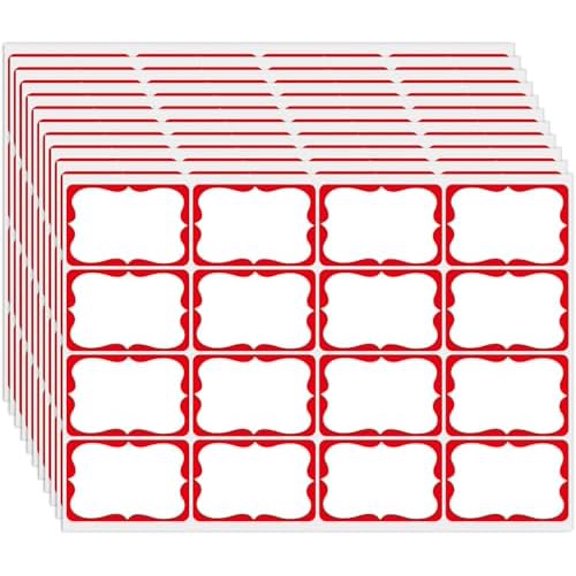 400 Pcs Name Tag Stickers, 3"x 2", Red Name Tags, Name Labels for School, Classroom, Office and Home