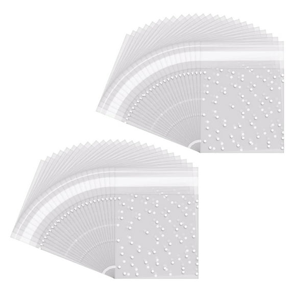 400 Pcs Self Adhesive Candy Bag Cookie Bags Self-Adhesive Sealing Polka Dot Clear Plastic Party for