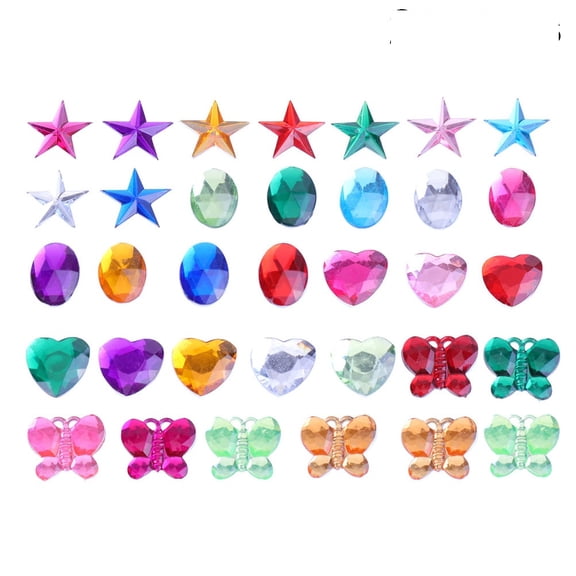 MOKKHNB 400Pcs Assorted Color Acrylic Face Stickers for Crafts, Body Art, Nail Decoration 1.4x1.4x0.3in