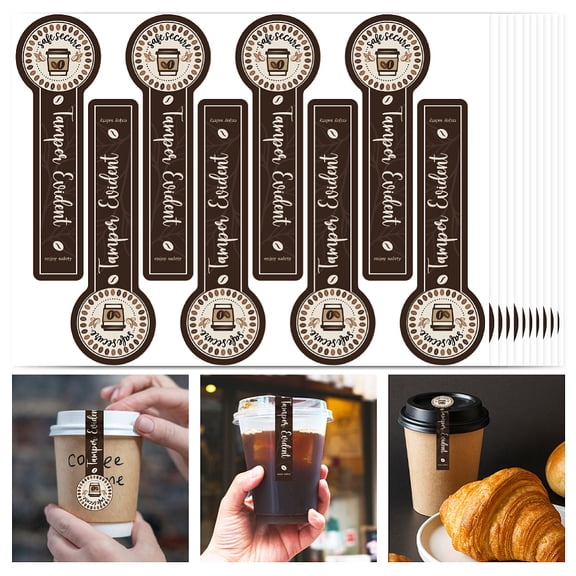 400 Pcs Tamper Evident Labels for Food Packaging 3.9 Inch Long Tamper Seal Stickers DIY Drink-Safety Coffee Milk Tea Seal Label Stickers