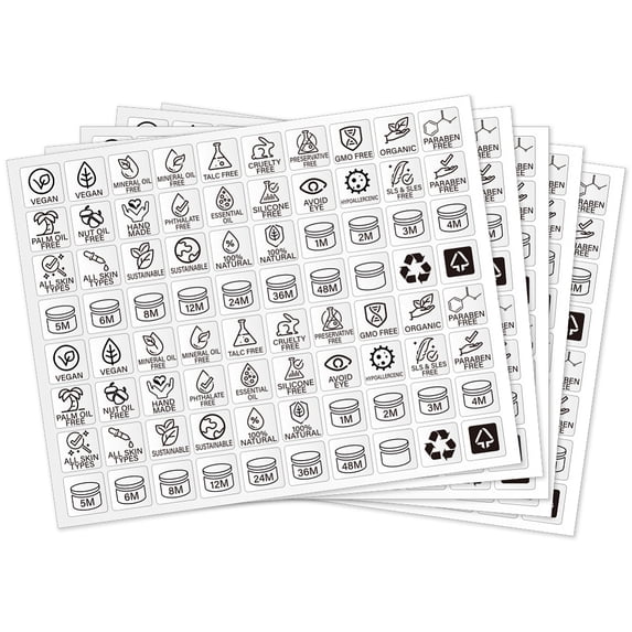 400 Pcs Travel Toiletry Labels 40 Designs Beauty Organization Labels Removable Clear Cosmetics Label for Cosmetic Jars