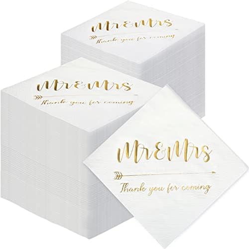 400 Pcs Wedding Napkins Gold Foil3 Ply Mr Mrs Wedding Cocktail Napkins for Reception Engagement Bridal Shower Party Supplies Beverage Dessert Table Decorations$$Home Decor, Kitchen, & Other
