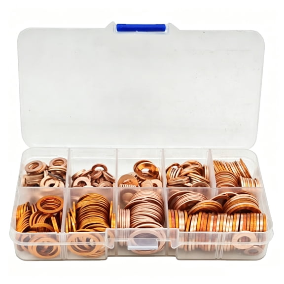 400-Piece Purple Copper Flat Gasket Seal Set - O-Rings & Oil Seals for M5-M14 Applications