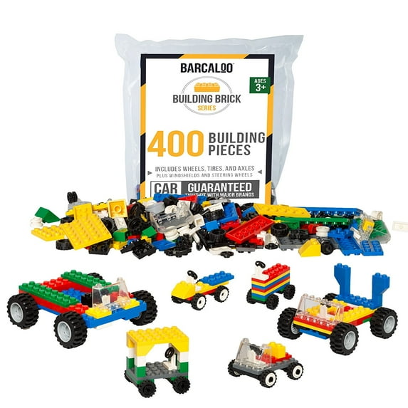 400 Piece Wheels, Tires, and Axels Set - Building Brick Compatible Play Kit