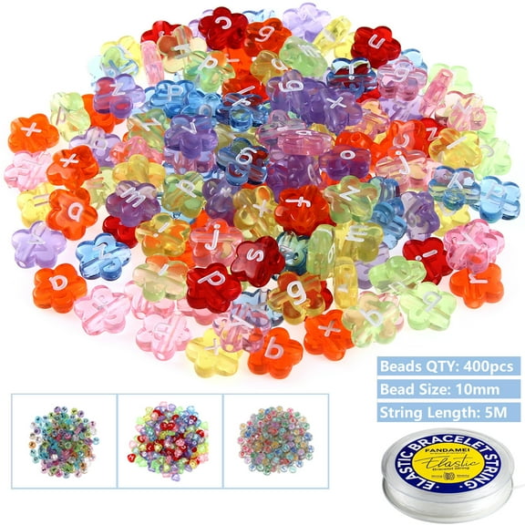 400 Pieces 10MM Colorful Alphabet Letter Beads for Bracelet Making - Craft Gift for Adults, Teens, and Children
