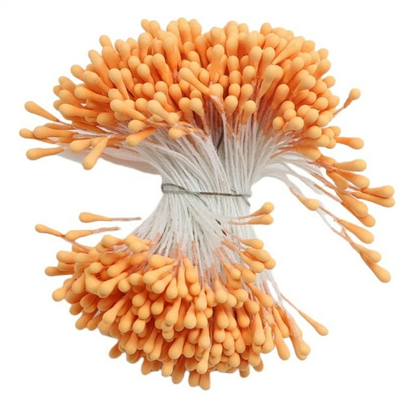 400 Pieces 2mm Artificial Flower Stamen Pearl Floral Pistil for Wedding Party Home Decoration DIY Accessories, Matte Finish for Rose Lily Craft Materials ,Orange