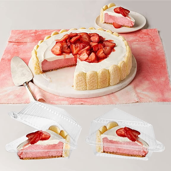 400 Pieces Cake Slice Plastic Containers, 4.33 Inches Hinged Lid Cheese cake Container, for Home, Bakery and Cafe