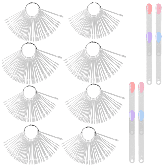 400 Pieces Clear Nail Swatch Sticks with Ring, Oval Transparent Nail Sample Sticks, Blank Nail Color Display Tips Polish Tester Supplies for Tech Practice Manicure Art Home Salon DIY