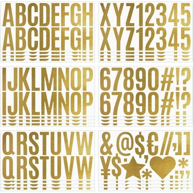 400 Pieces Gold Letter Stickers 24 Sheets Large Letter Stickers 2.5