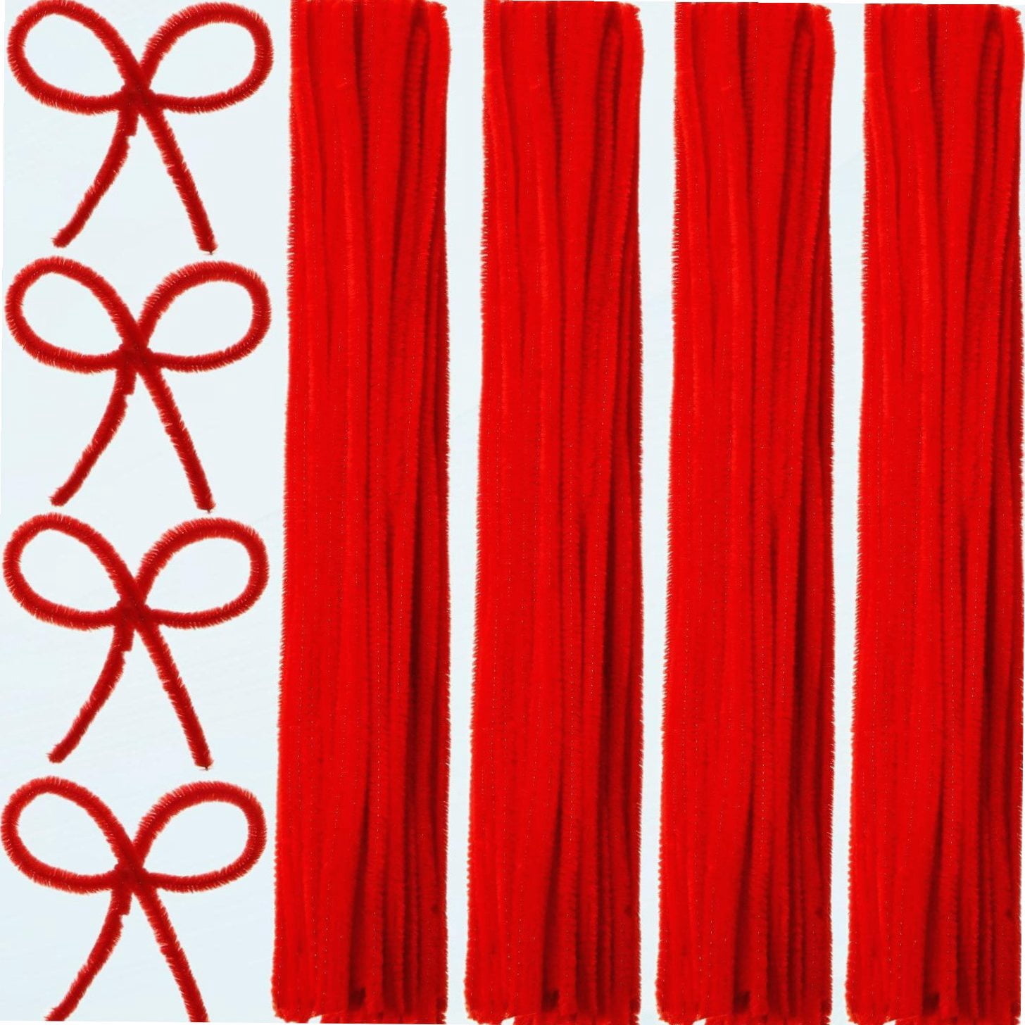 400 Pieces Jumbo Chenille Fluffy Chenille Stem Pipe Cleaners for DIY Art Crafts (Red)