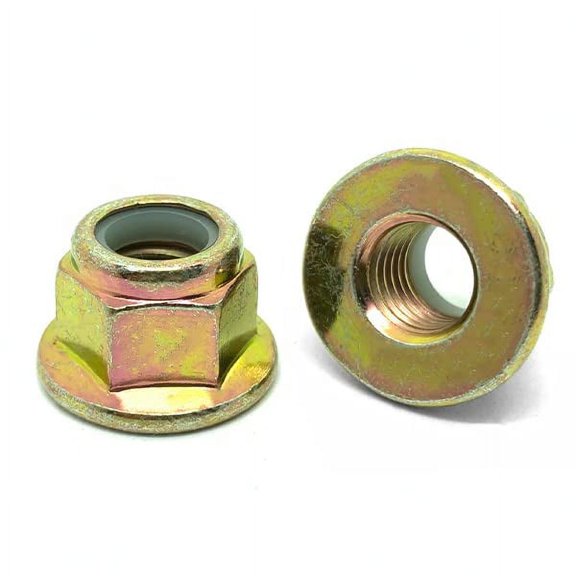 (400 Pieces) M6-1.0 Class 8 Nylon Insert Hex Flange Lock Nuts Zinc Yellow
