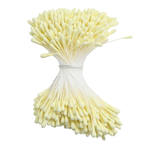 400 Pieces Matte Flower Stamen, Matchstick Style Fake Flower Center Core for DIY Floral Wreath Craft Making Use for Home Yellow