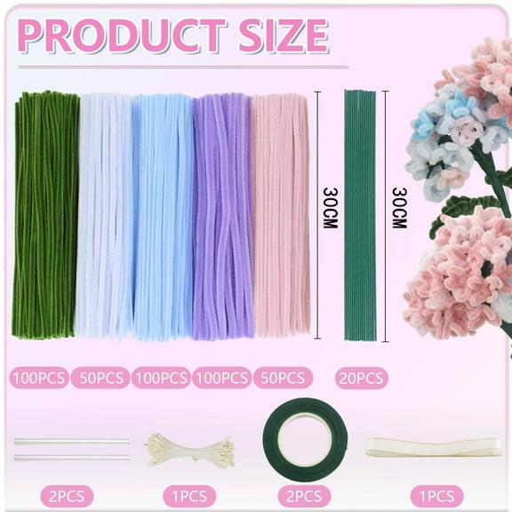400 Pieces Pipe Cleaners Chenille Stems for Flowers Craft Supplies Bulk Fluffy Fuzzy Sticks for DIY Art Projects Creative Gift Wrapping Party Decorations