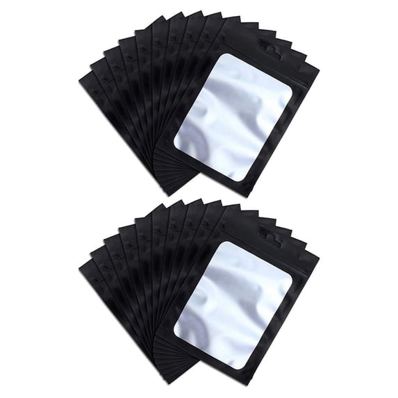 400 Pieces Resealable Food Storage Bags with Clear Window Coffee Beans Packaging Pouch (Black, 2.4 x 4 Inch)
