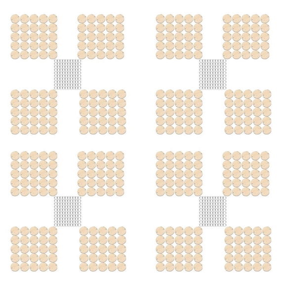 400 Pieces Round Wooden Discs with Holes Birthday Board Tags and 400 Pieces 15 mm Rings for Arts and Crafts (3CM)